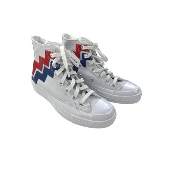 Converse - Chuck Taylor All Stars Hi Top Color Block Sneakers in White Red & Blu - Picture 1 of 4
